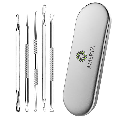 Amerta® Blackhead & Blemish Remover, Pimple & Acne Extractor 5-Piece Tool Kit